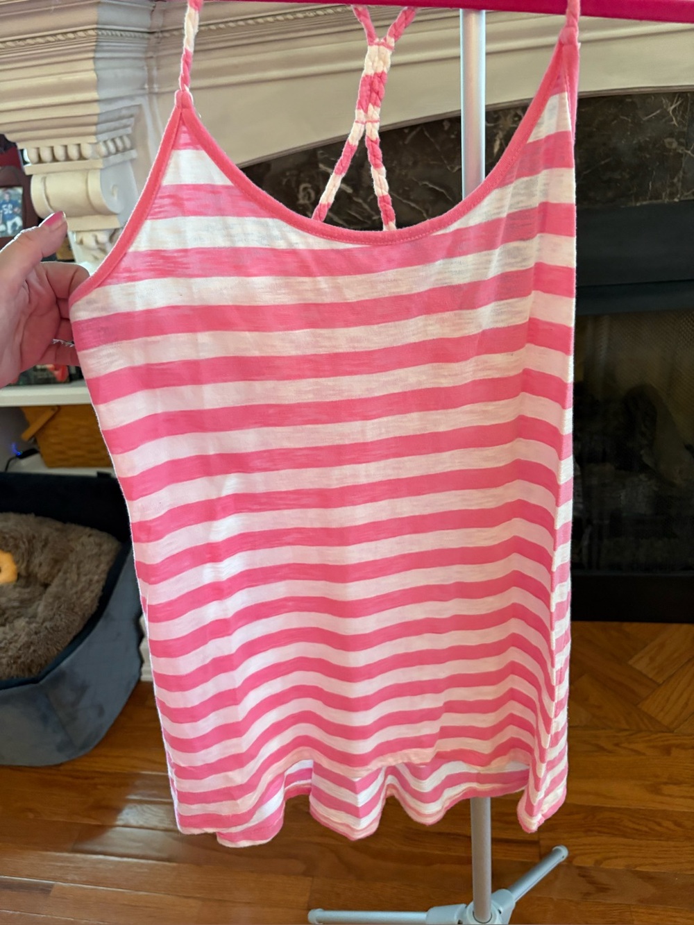 Derek Heart Pink and White Striped Tank Top